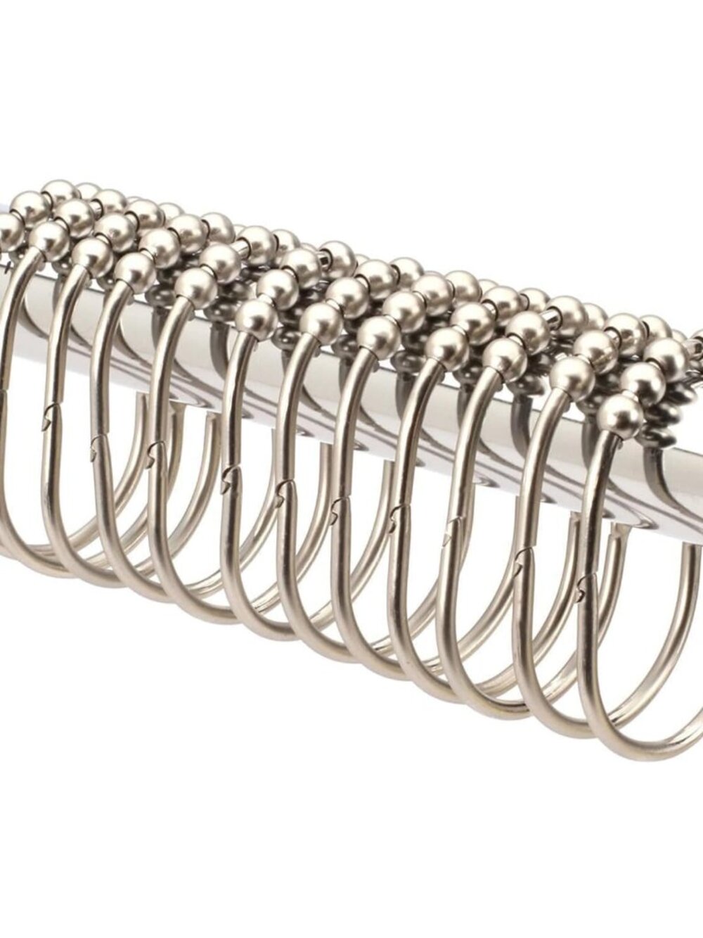 2LB Depot Wide Shower Curtain Rings/Hooks Set, Decorative Brushed Satin Nickel F